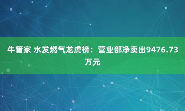 牛管家 水发燃气龙虎榜：营业部净卖出9476.73万元